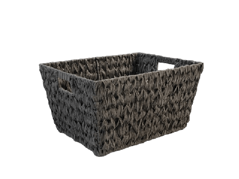 Exquisite Rectangular PE Resin Fishbone-Weaving Storage Basket with Cut-out Handles